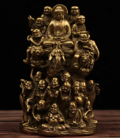 China brass seiko eighteen Rohan Buddha crafts statue