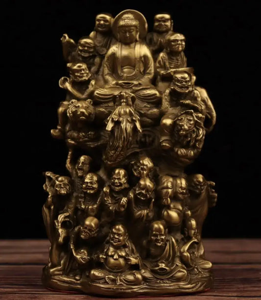 China brass seiko eighteen Rohan Buddha crafts statue