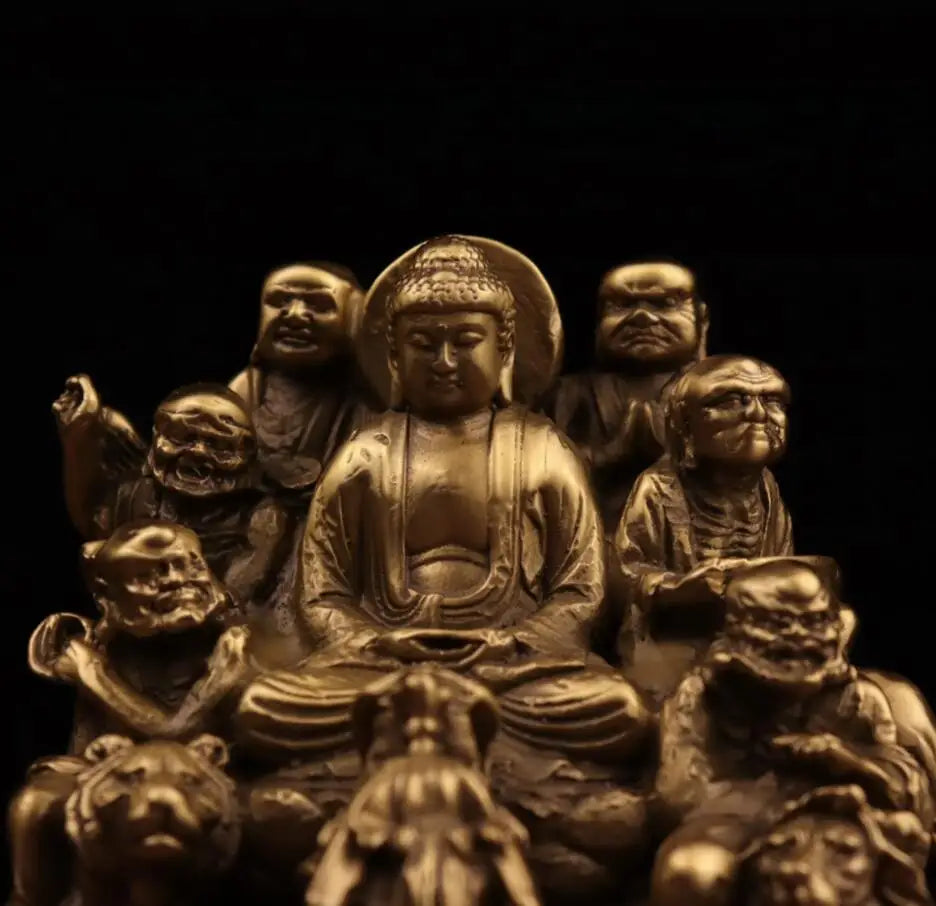 China brass seiko eighteen Rohan Buddha crafts statue