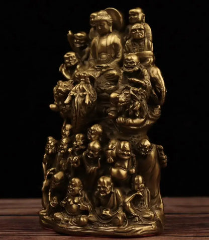 China brass seiko eighteen Rohan Buddha crafts statue