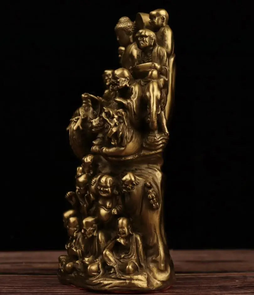 China brass seiko eighteen Rohan Buddha crafts statue