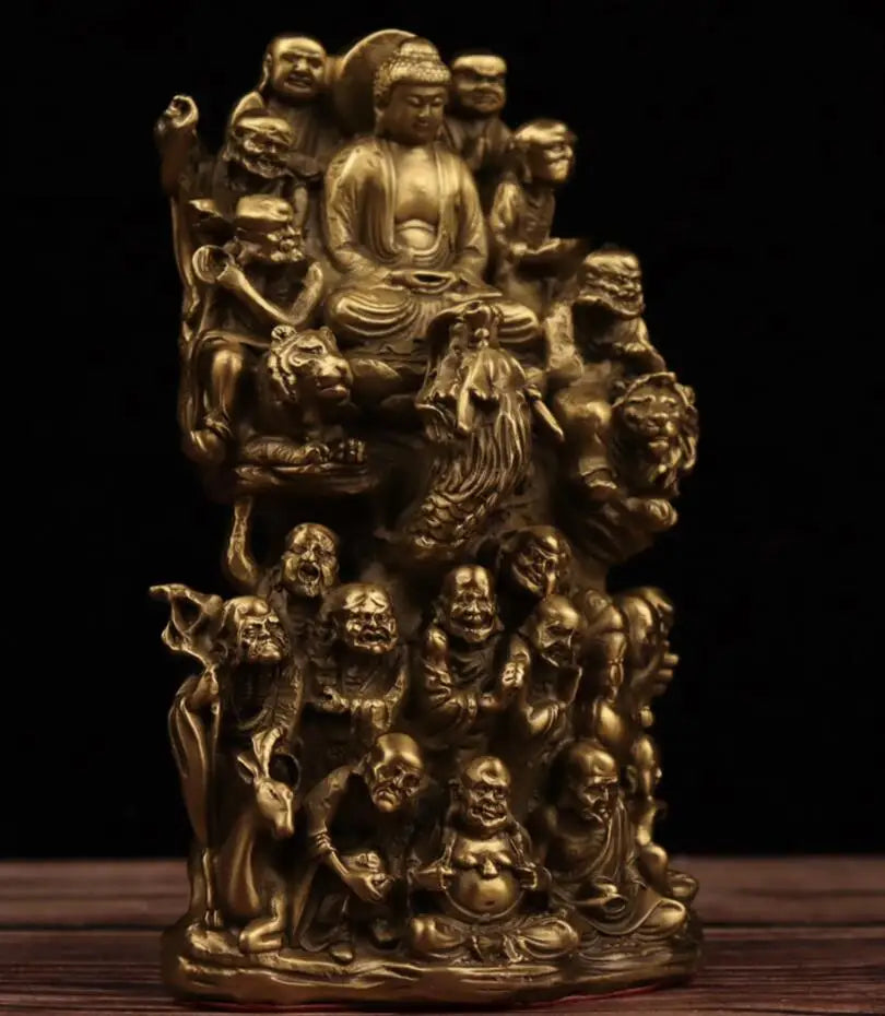 China brass seiko eighteen Rohan Buddha crafts statue