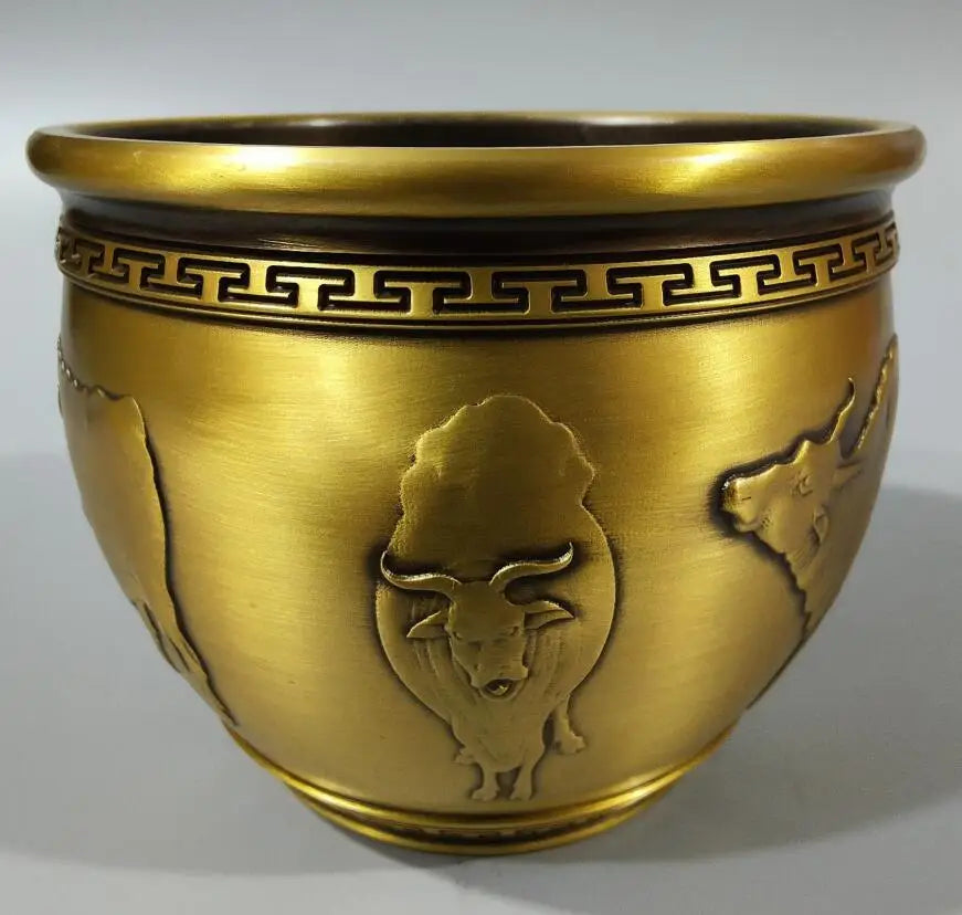 China brass seiko five cow cylinder crafts statue