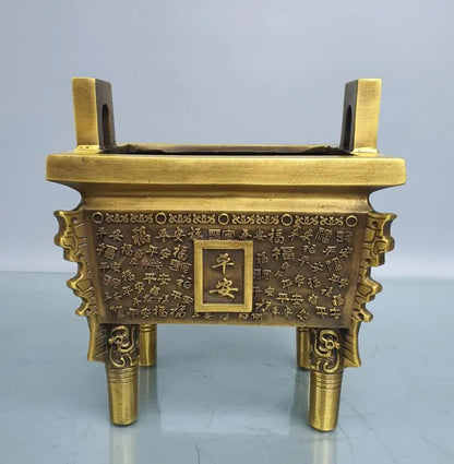 China brass seiko four Fong tripod Incense burner crafts statue