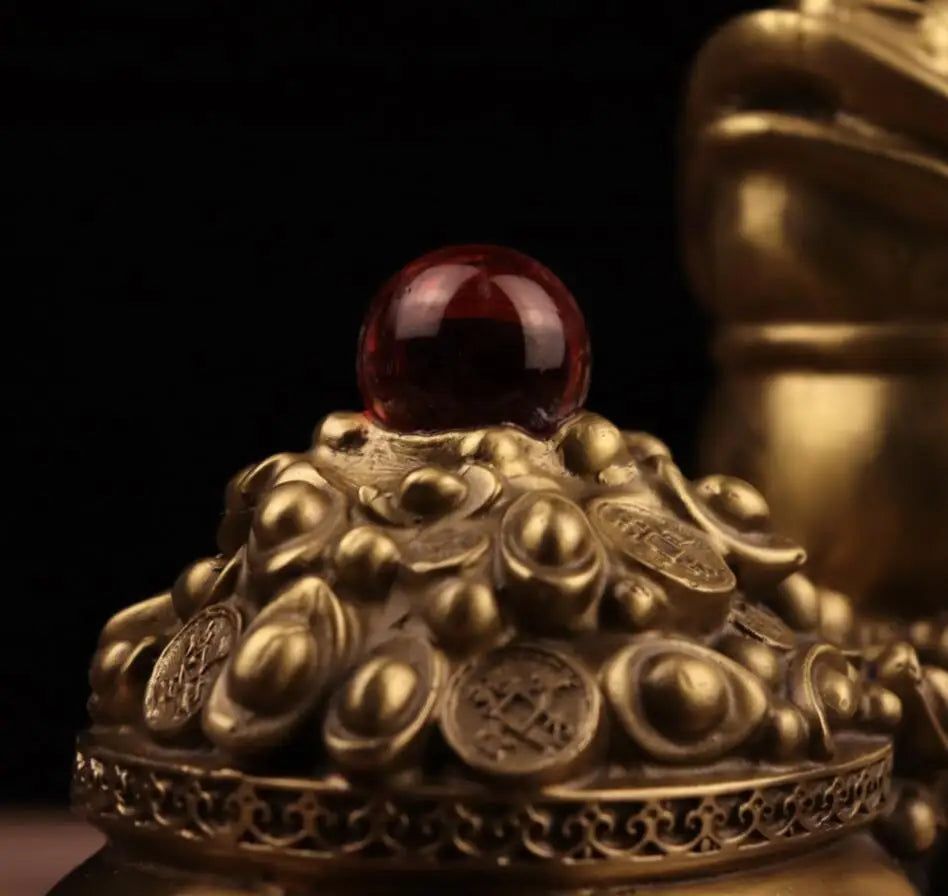 China brass seiko gold toad treasure bowl crafts statue