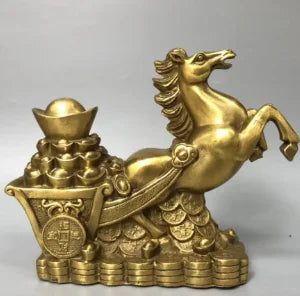 China brass seiko horse Pull Ingots crafts statue