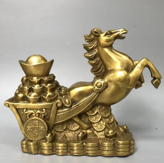 China brass seiko horse Pull Ingots crafts statue