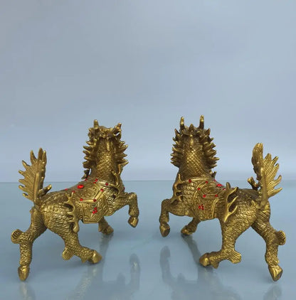 China brass seiko kirin crafts statue A pair