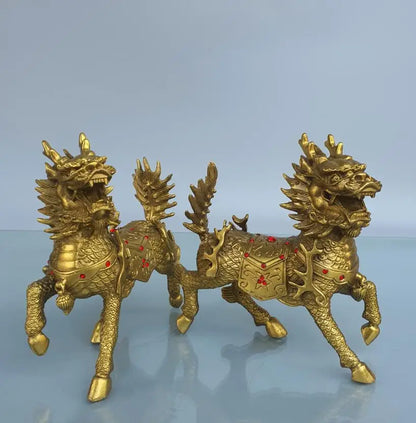 China brass seiko kirin crafts statue A pair