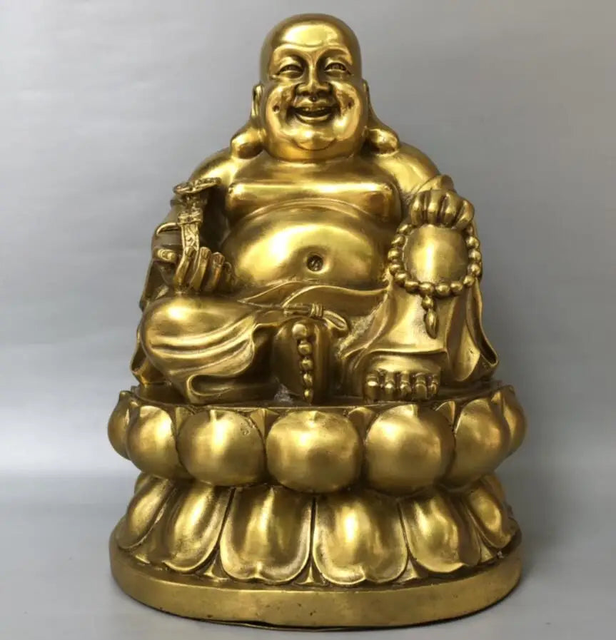China brass seiko lotus maitreya Buddha crafts statue