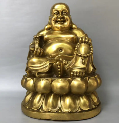 China brass seiko lotus maitreya Buddha crafts statue