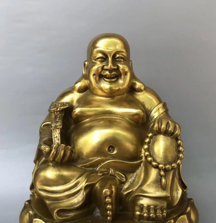 China brass seiko lotus maitreya Buddha crafts statue