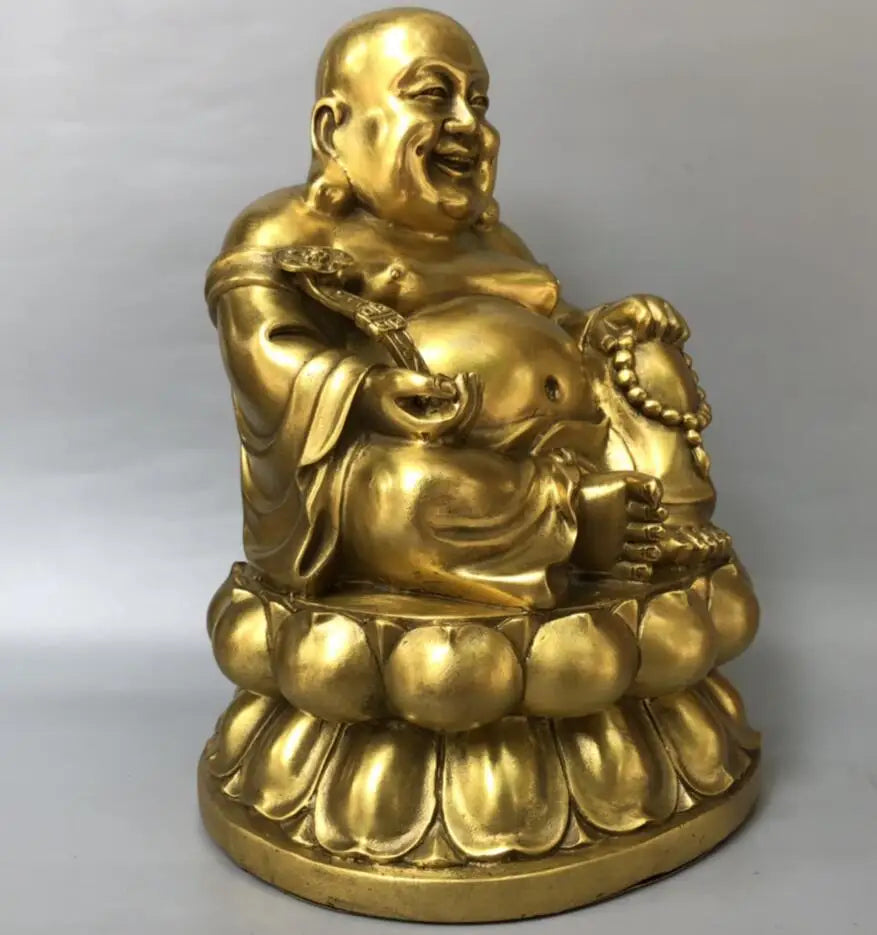 China brass seiko lotus maitreya Buddha crafts statue