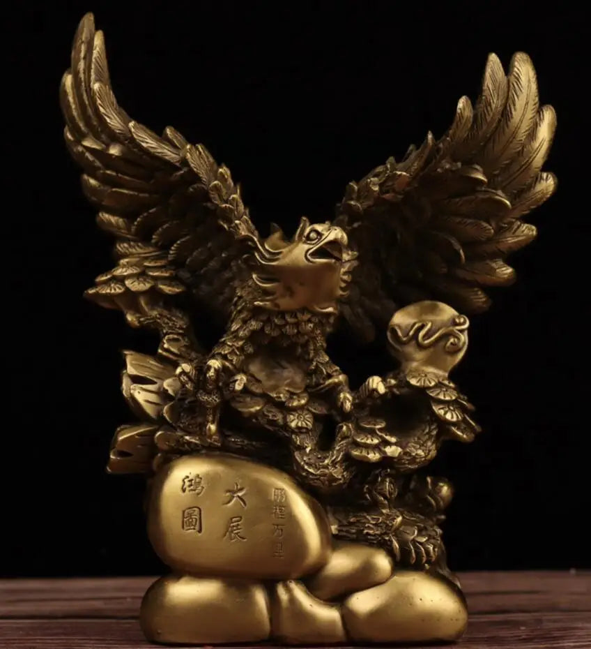 China brass seiko male eagle Spread wings crafts statue