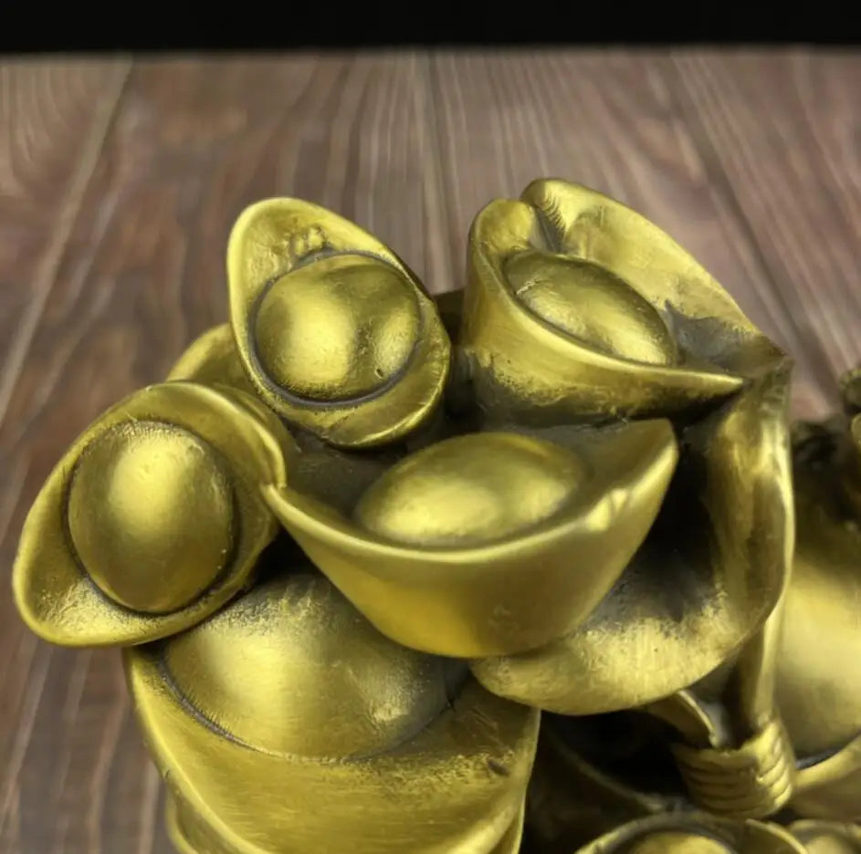 China brass seiko money bag gold toad wealth crafts statue