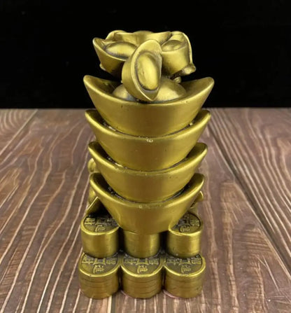 China brass seiko money bag gold toad wealth crafts statue