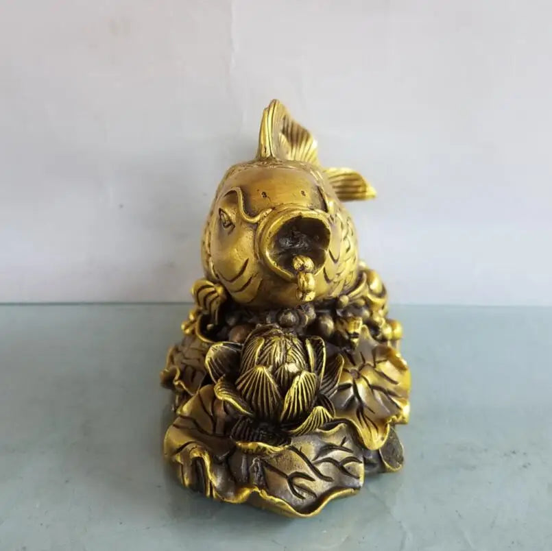 China brass seiko recruit wealth Fish crafts statue