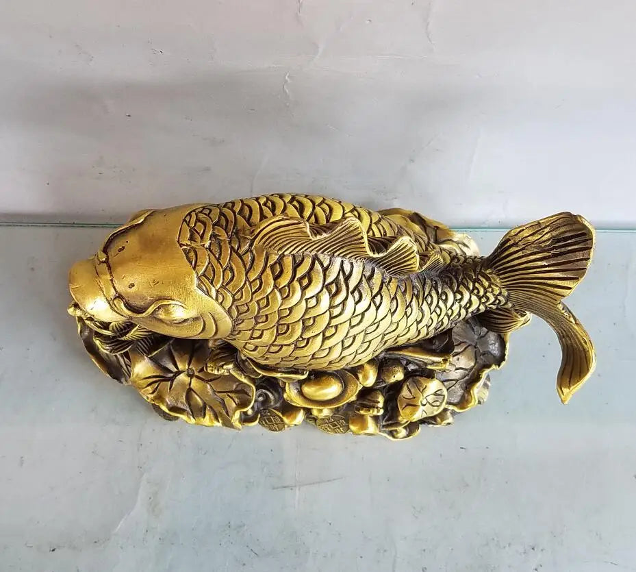 China brass seiko recruit wealth Fish crafts statue