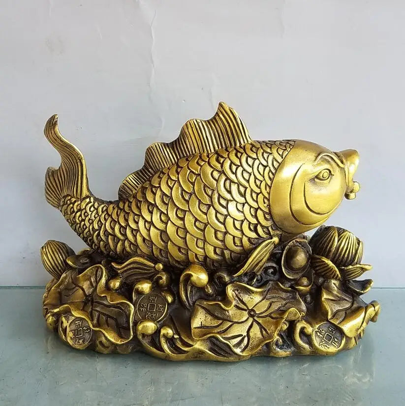 China brass seiko recruit wealth Fish crafts statue
