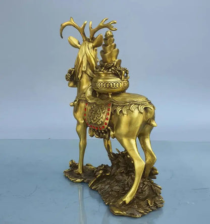 China brass seiko recruit wealth Sika deer crafts statue