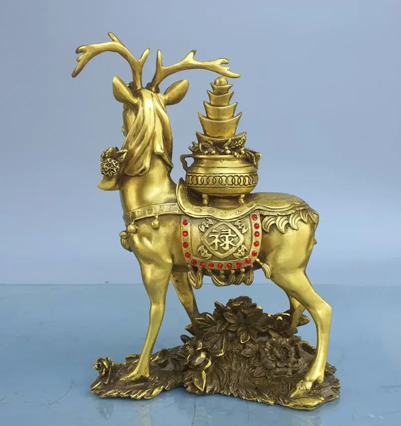 China brass seiko recruit wealth Sika deer crafts statue