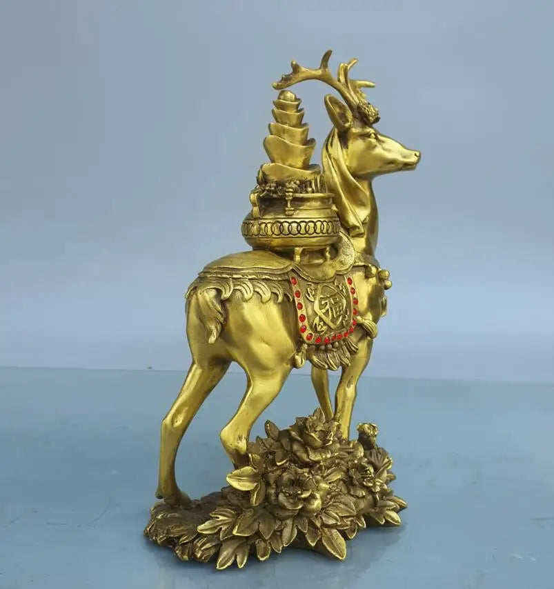 China brass seiko recruit wealth Sika deer crafts statue