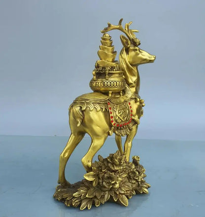 China brass seiko recruit wealth Sika deer crafts statue