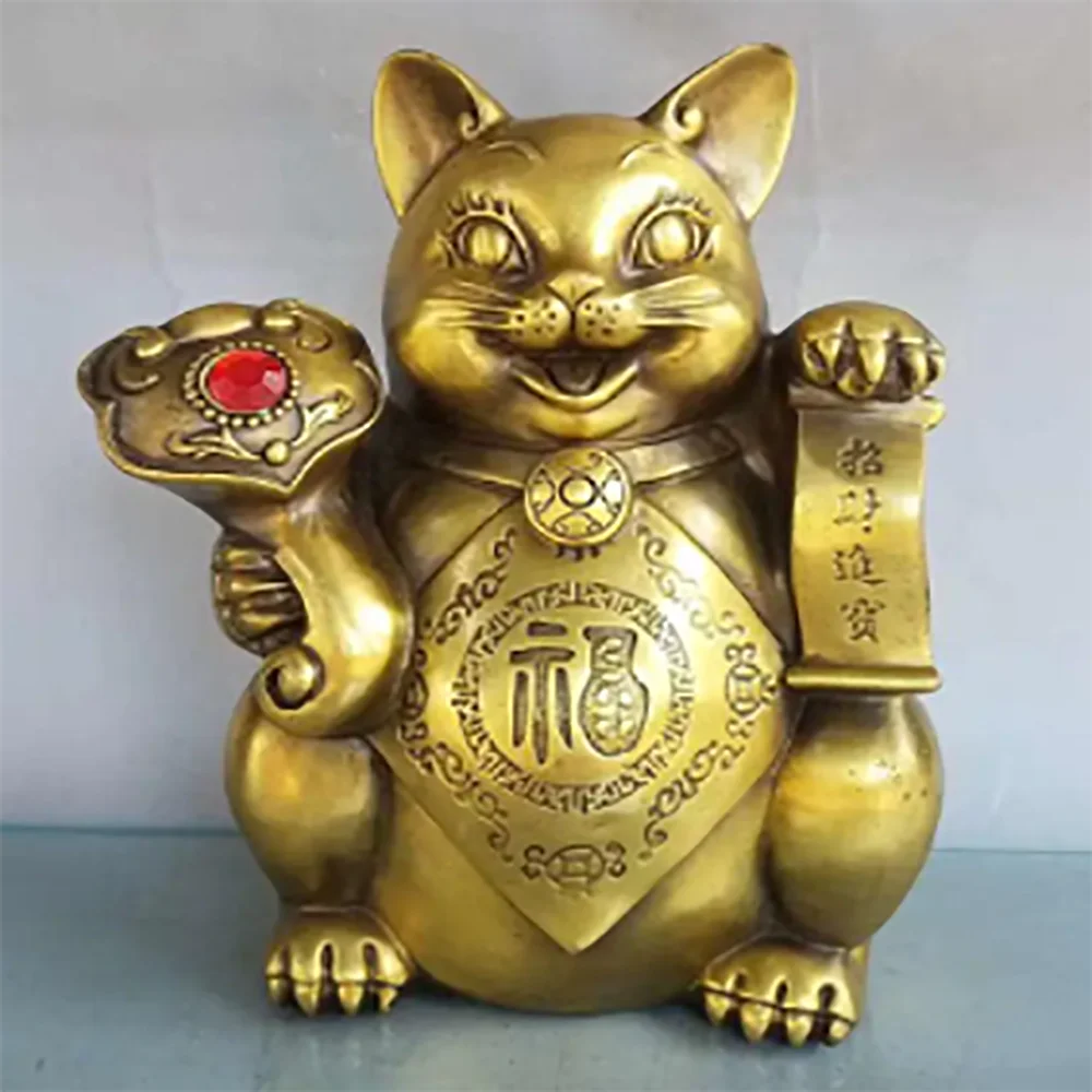 China brass seiko recruit wealth cat crafts statue
