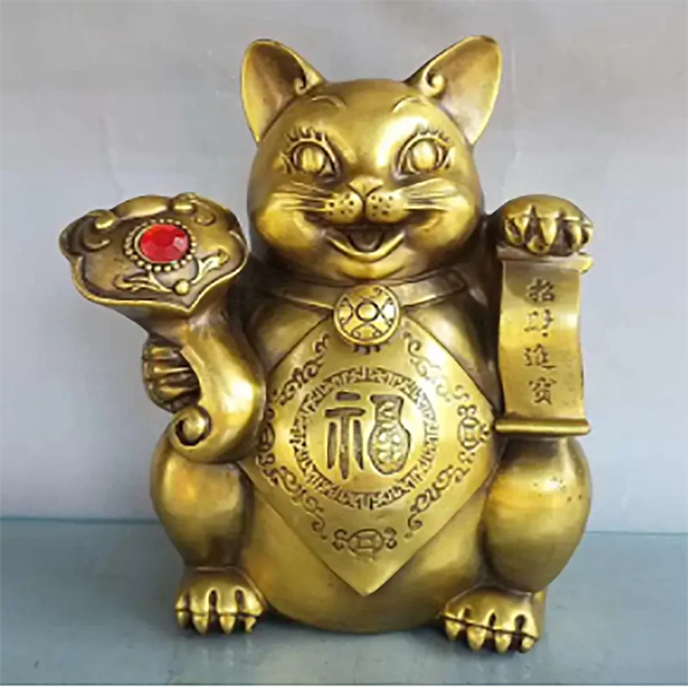 China brass seiko recruit wealth cat crafts statue