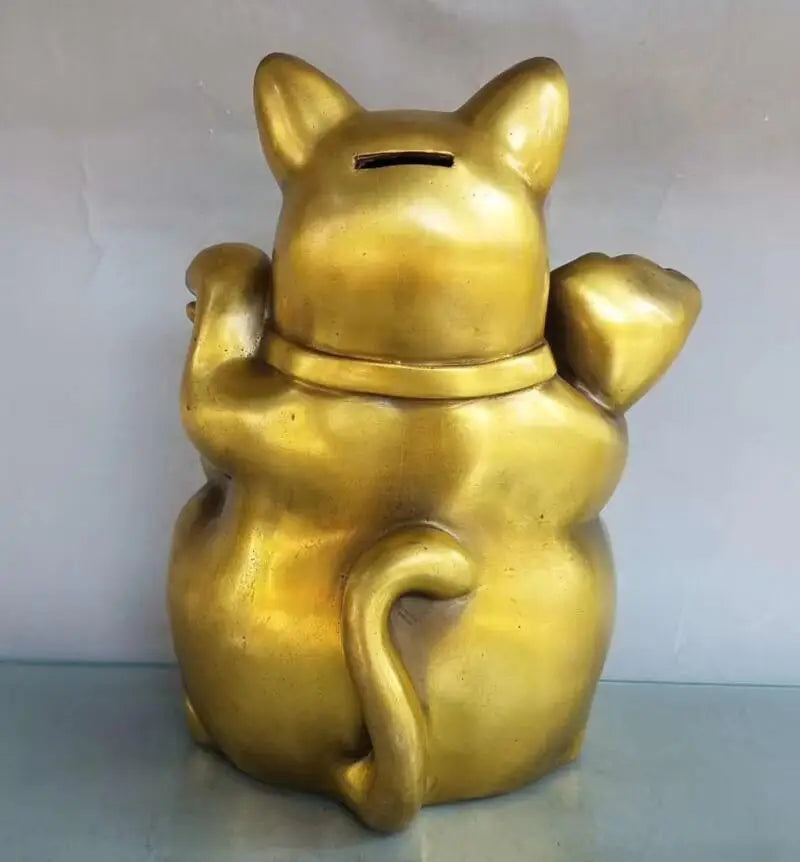 China brass seiko recruit wealth cat crafts statue