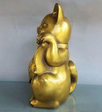 China brass seiko recruit wealth cat crafts statue