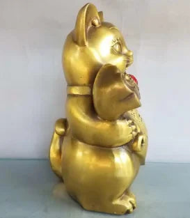 China brass seiko recruit wealth cat crafts statue