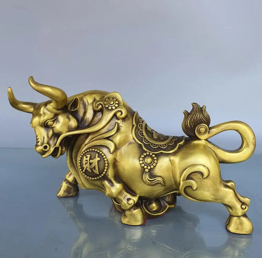 China brass seiko recruit wealth cow crafts statue