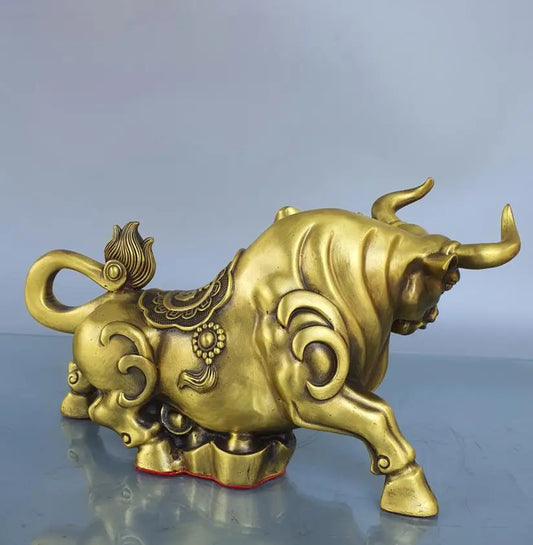 China brass seiko recruit wealth cow crafts statue