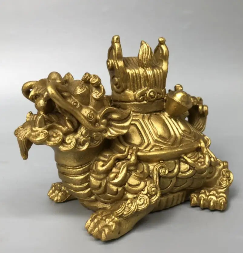 China brass seiko recruit wealth dragon turtle crafts statue