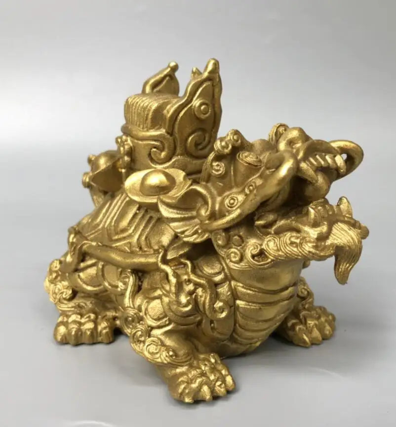 China brass seiko recruit wealth dragon turtle crafts statue