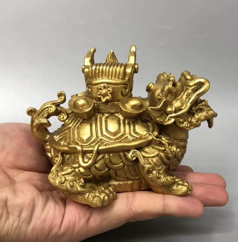 China brass seiko recruit wealth dragon turtle crafts statue