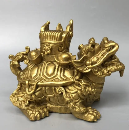 China brass seiko recruit wealth dragon turtle crafts statue