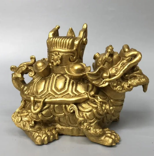 China brass seiko recruit wealth dragon turtle crafts statue