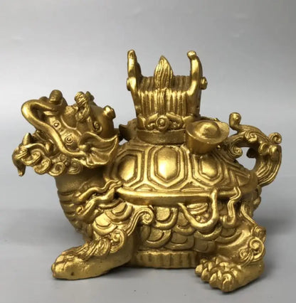 China brass seiko recruit wealth dragon turtle crafts statue