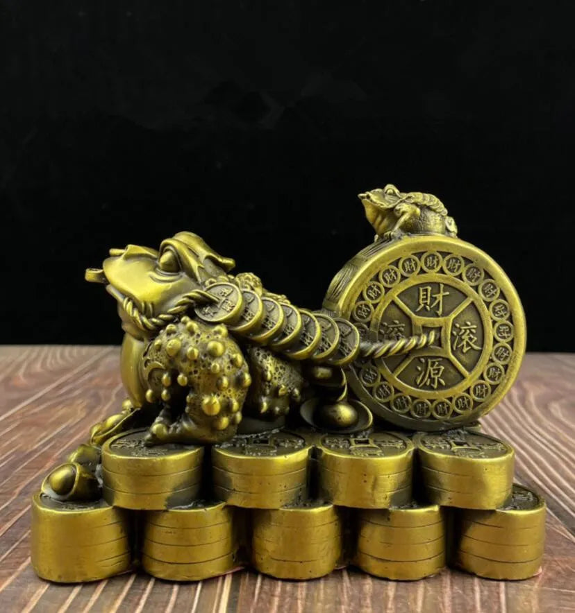 China brass seiko recruit wealth gold toad crafts statue