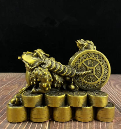 China brass seiko recruit wealth gold toad crafts statue