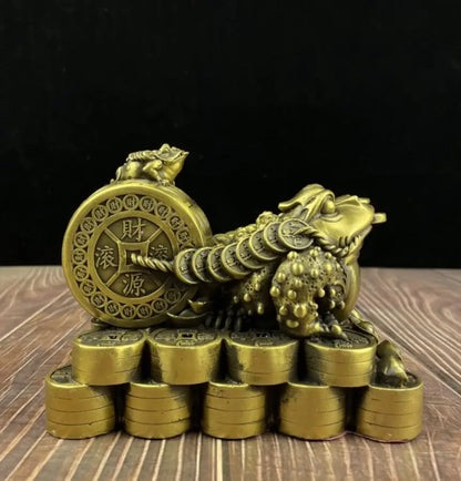 China brass seiko recruit wealth gold toad crafts statue