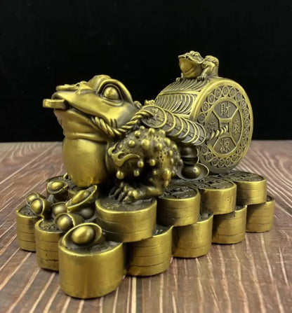 China brass seiko recruit wealth gold toad crafts statue