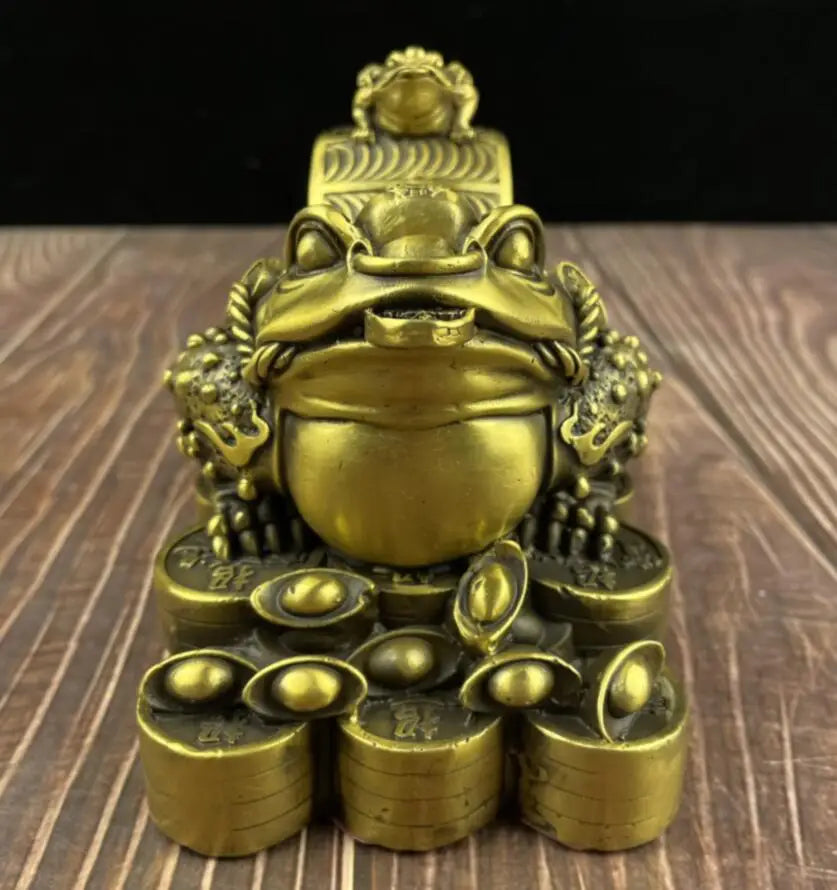 China brass seiko recruit wealth gold toad crafts statue