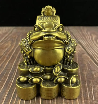 China brass seiko recruit wealth gold toad crafts statue