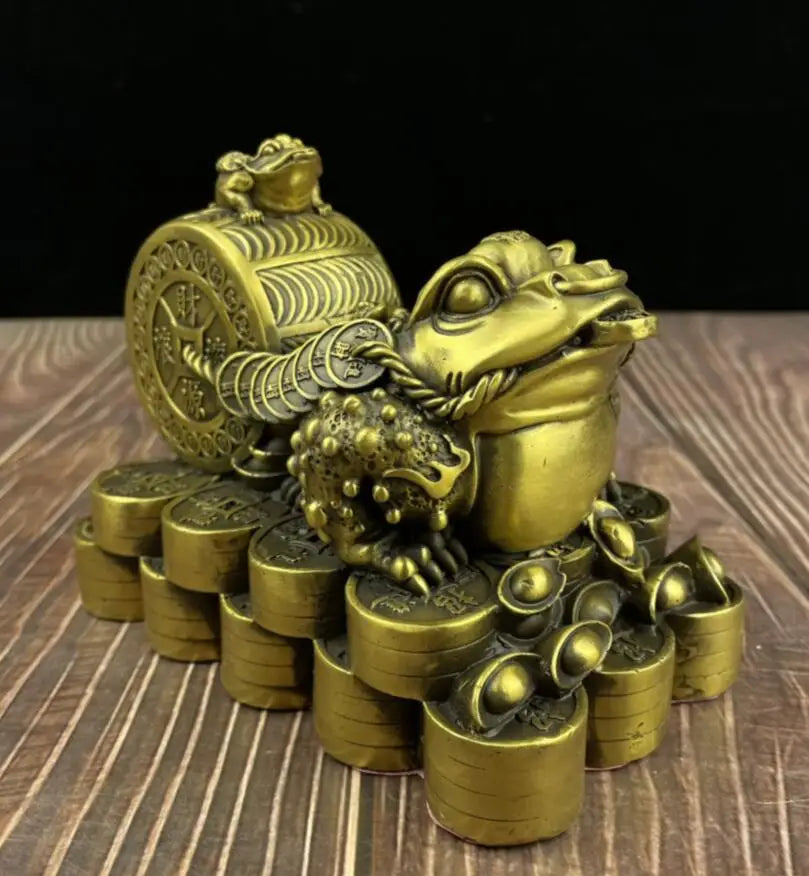 China brass seiko recruit wealth gold toad crafts statue