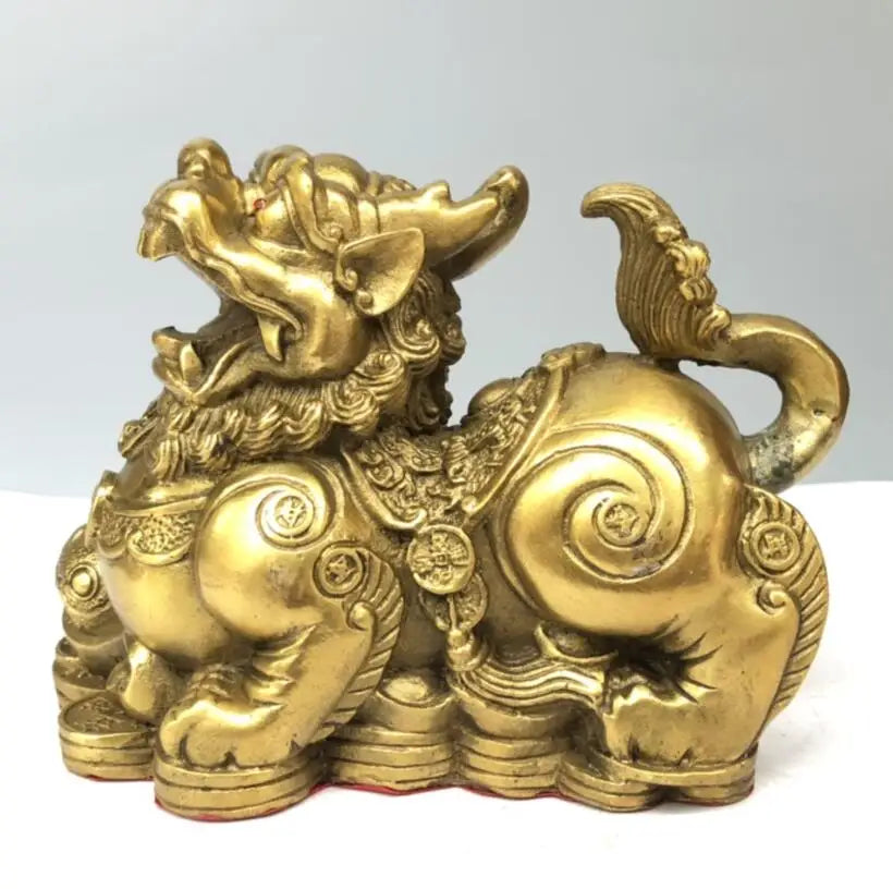 China brass seiko recruit wealth mythical wild animal crafts statue A pair