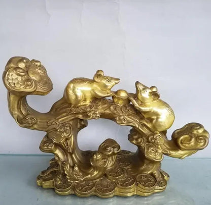 China brass seiko recruit wealth ruyi rat crafts statue