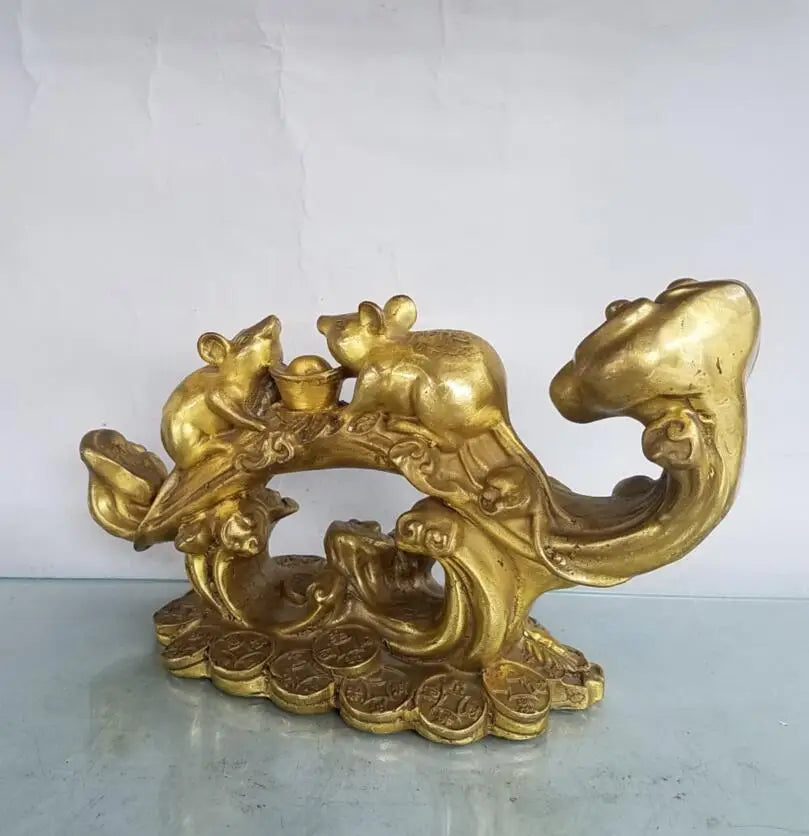 China brass seiko recruit wealth ruyi rat crafts statue